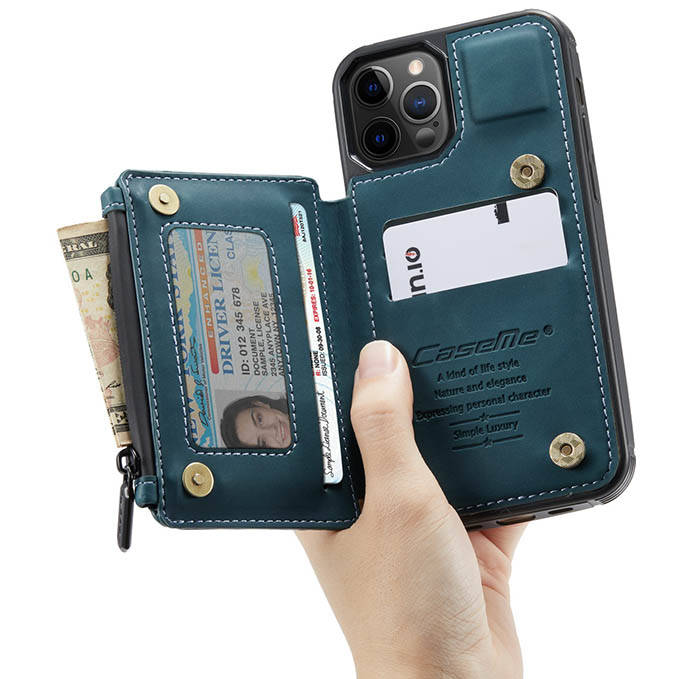 CaseMe iPhone 12 Pro Zipper Pocket Card Slots Case