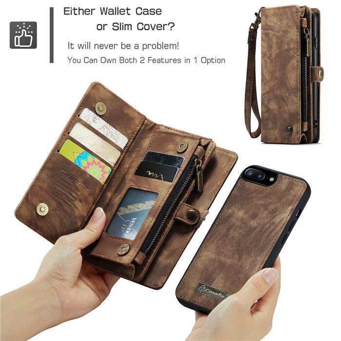 CaseMe iPhone 8 Plus Wallet Case with Wrist Strap