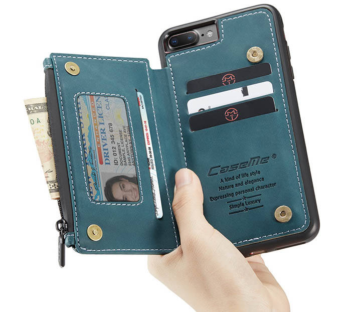 CaseMe iPhone 7 Plus Zipper Pocket Card Slots Case