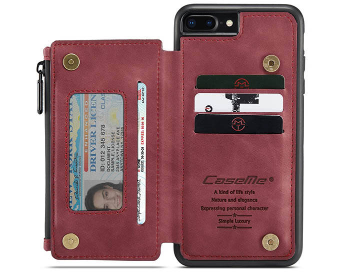 CaseMe iPhone 8 Plus Zipper Pocket Card Slots Case