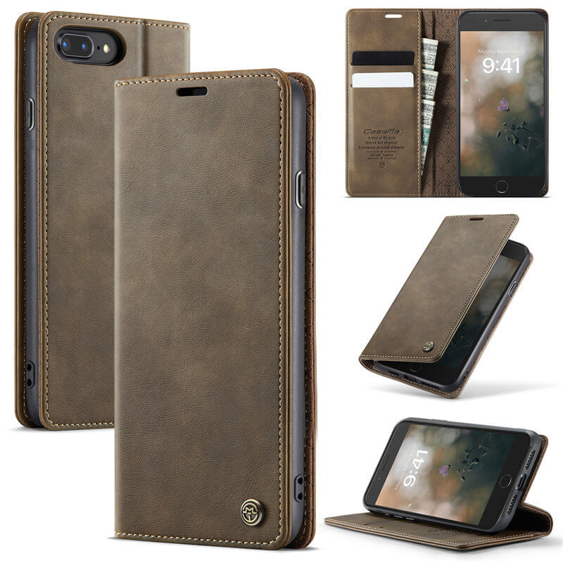 CaseMe iPhone 7 Plus/8 Plus Magnetic Wallet Case with RFID Blocking Coffee