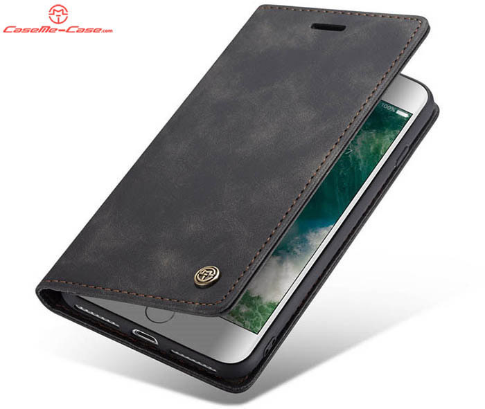 CaseMe iPhone 8 Plus Retro Wallet Kickstand Magnetic Flip Leather Case