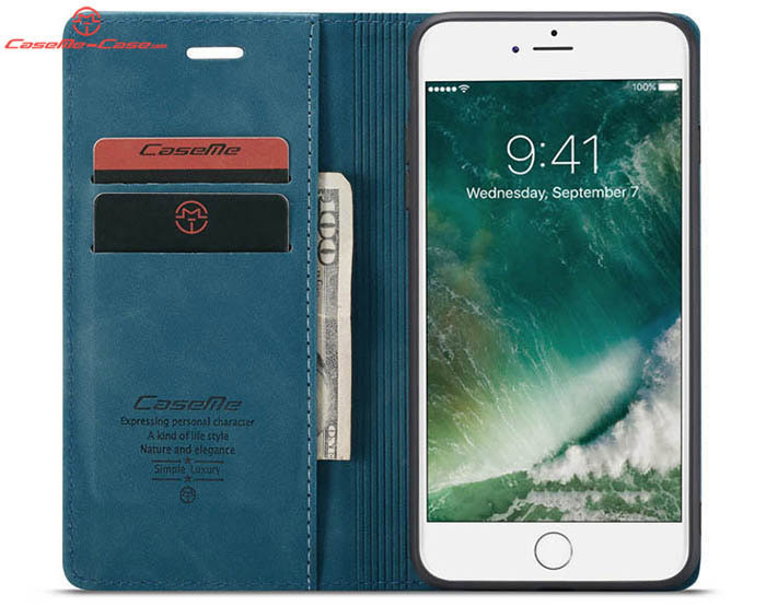 CaseMe iPhone 7 Plus Retro Wallet Kickstand Magnetic Flip Leather Case