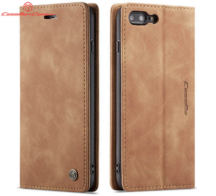 CaseMe iPhone 8 Plus Retro Wallet Kickstand Magnetic Flip Leather Case