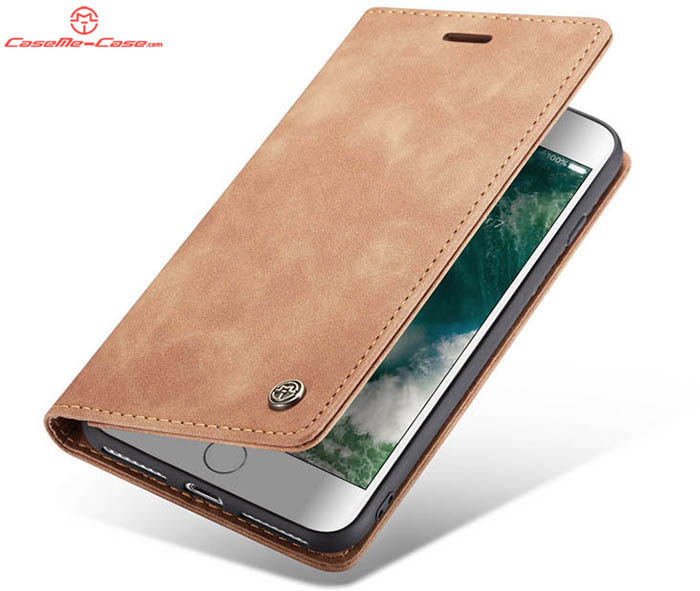 CaseMe iPhone 8 Plus Retro Wallet Kickstand Magnetic Flip Leather Case