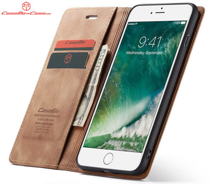 CaseMe iPhone 7 Plus/8 Plus Retro Wallet Kickstand Magnetic Flip Leather Case