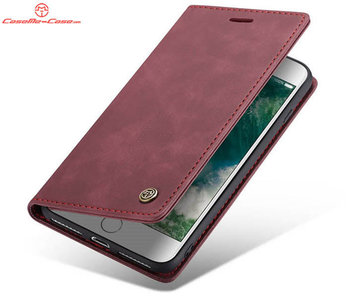 CaseMe iPhone 8 Plus Retro Wallet Kickstand Magnetic Flip Leather Case