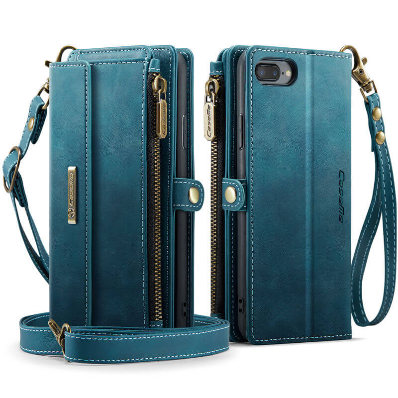 CaseMe iPhone 7 Plus/8 Plus Wallet Case – RFID Blocking, 9 Card Slots, Crossbody Strap