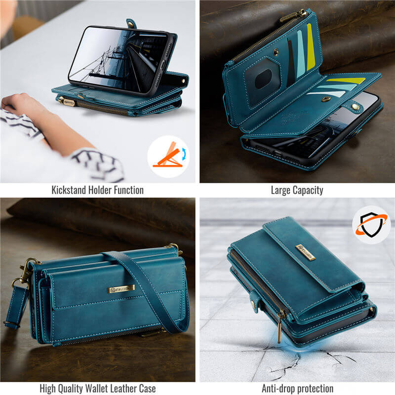 CaseMe iPhone 7 Plus/8 Plus Wallet Case – RFID Blocking, 9 Card Slots, Crossbody Strap