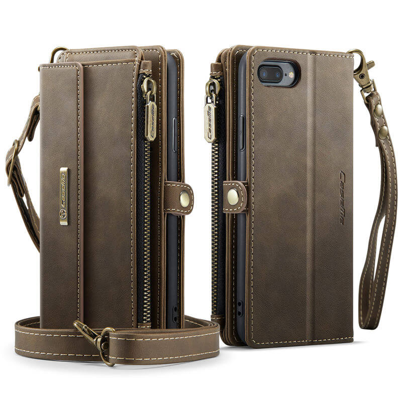 CaseMe iPhone 7 Plus/8 Plus Wallet Case – RFID Blocking, 9 Card Slots, Crossbody Strap