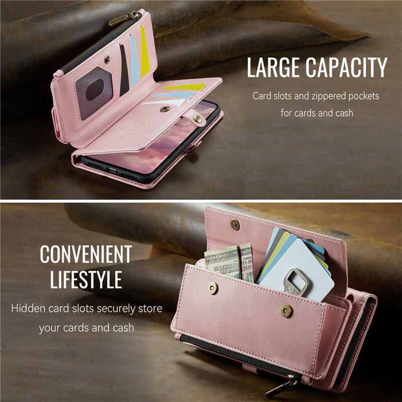 CaseMe iPhone 7 Plus/8 Plus Wallet Case – RFID Blocking, 9 Card Slots, Crossbody Strap