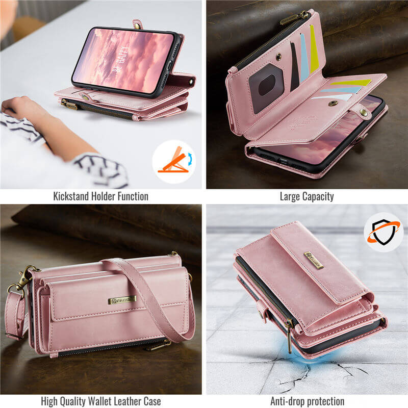 CaseMe iPhone 7 Plus/8 Plus Wallet Case – RFID Blocking, 9 Card Slots, Crossbody Strap