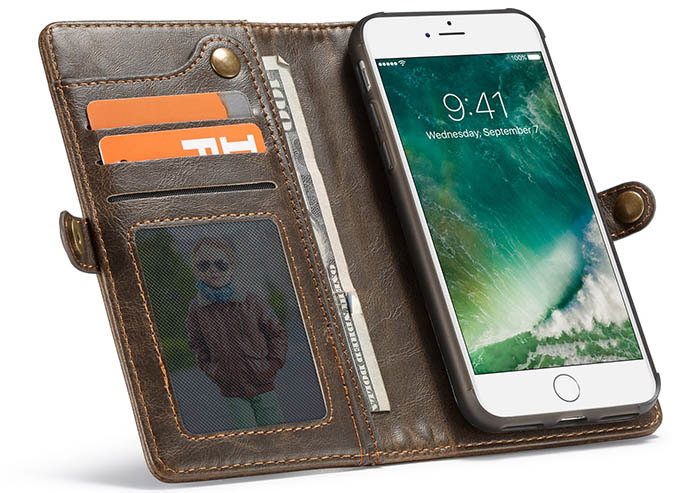 CaseMe iPhone 7/8 Wallet Magnetic Detachable 2 in 1 Case With Wrist Strap