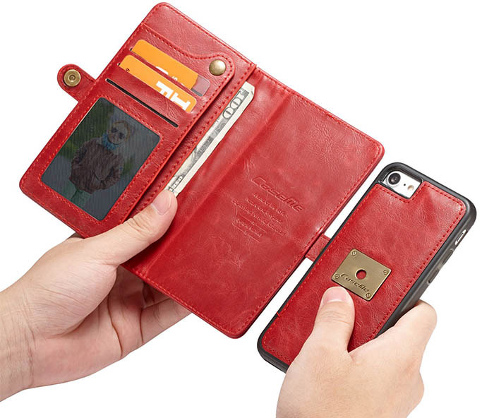CaseMe iPhone 7/8 Wallet Magnetic Detachable 2 in 1 Case With Wrist Strap