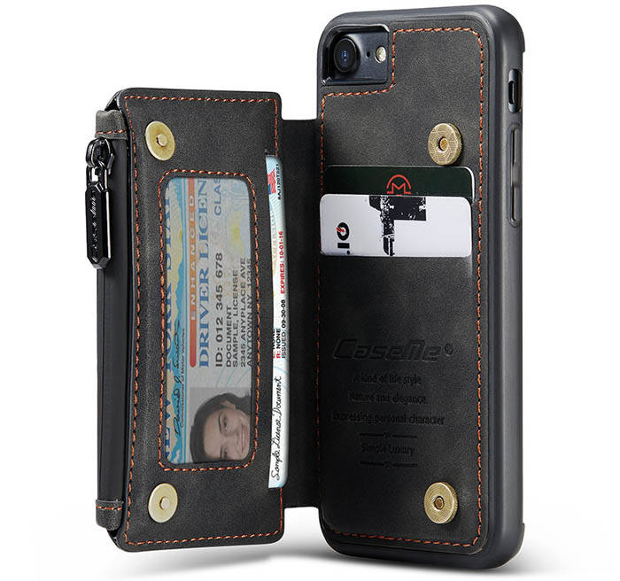 CaseMe iPhone 7 Zipper Pocket Card Slots Case