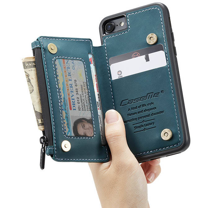 CaseMe iPhone 7 Zipper Pocket Card Slots Case