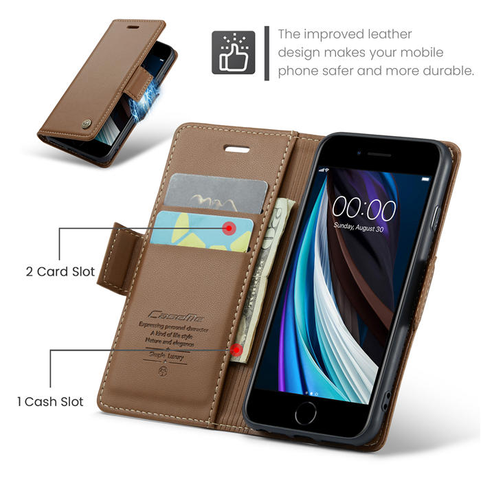 CaseMe iPhone 7/8/SE 2020/SE 2022 Wallet RFID Blocking Magnetic Buckle Case