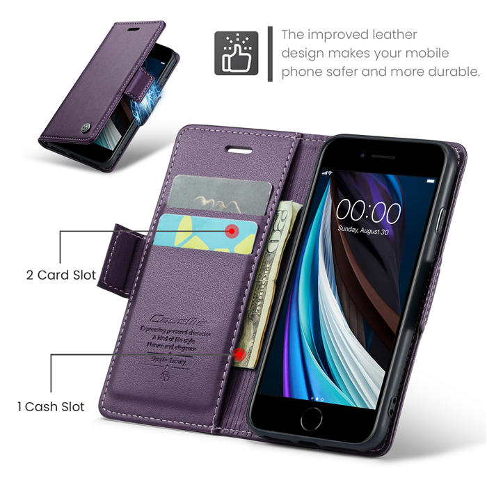 CaseMe iPhone 7/8/SE 2020/SE 2022 Wallet RFID Blocking Magnetic Buckle Case
