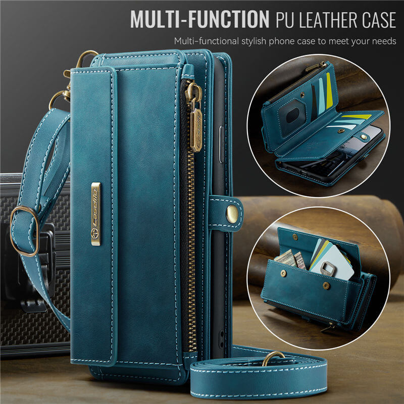 CaseMe iPhone 7/8/SE 2020/SE 2022 Wallet Case – RFID Blocking, 9 Card Slots, Crossbody Strap