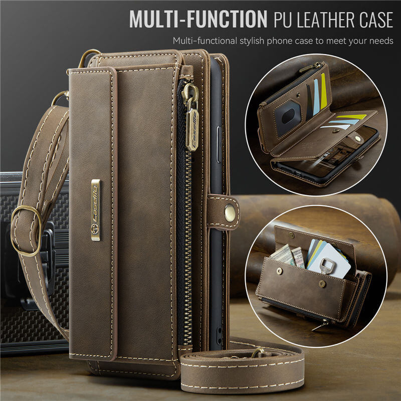 CaseMe iPhone 7/8/SE 2020/SE 2022 Wallet Case – RFID Blocking, 9 Card Slots, Crossbody Strap