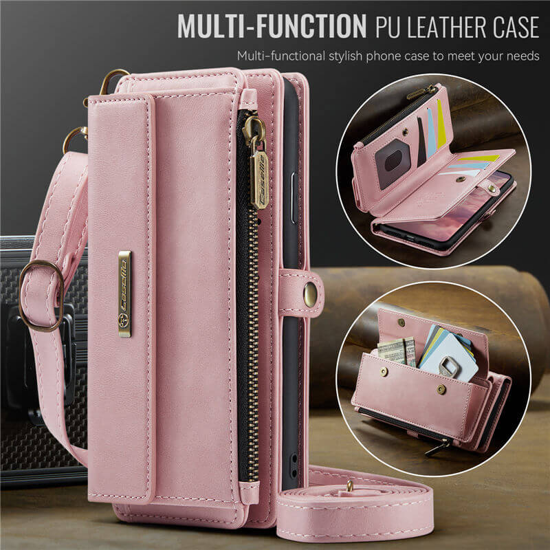 CaseMe iPhone 7/8/SE 2020/SE 2022 Wallet Case – RFID Blocking, 9 Card Slots, Crossbody Strap