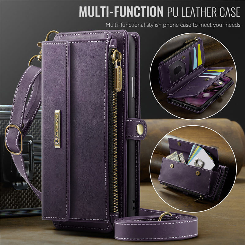 CaseMe iPhone 7/8/SE 2020/SE 2022 Wallet Case – RFID Blocking, 9 Card Slots, Crossbody Strap