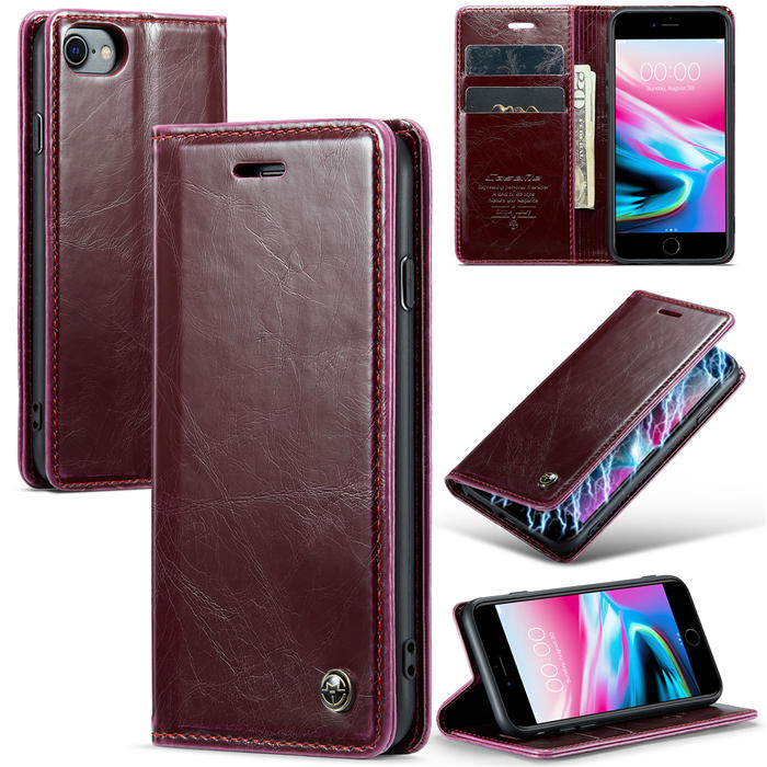 CaseMe iPhone SE 2020/iPhone SE 2022 Wallet Magnetic Case Red - Click Image to Close
