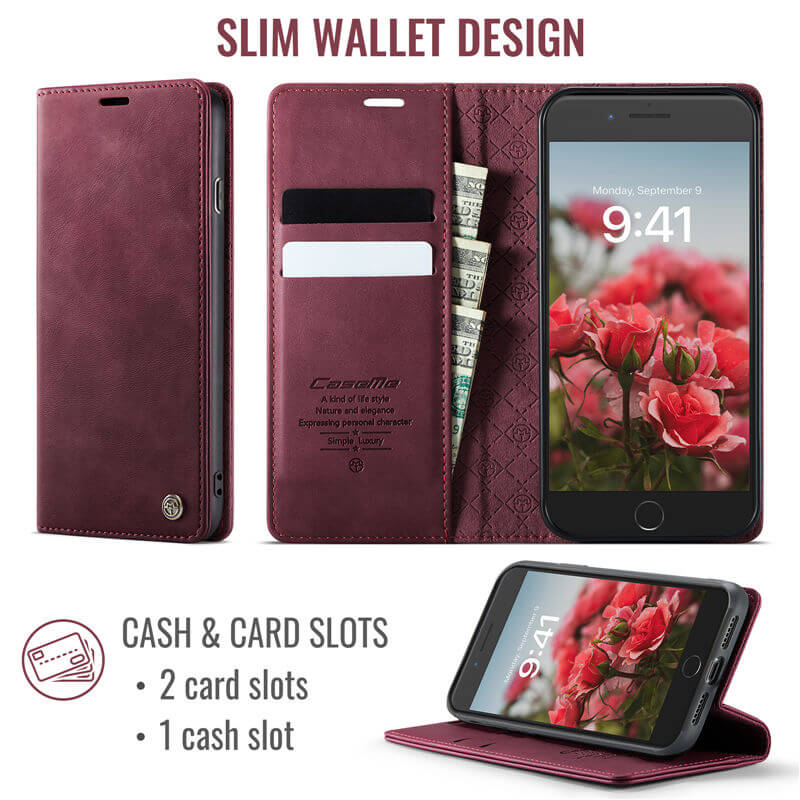 CaseMe iPhone 7/8/SE 2020/SE 2022 Magnetic Wallet Case with RFID Blocking