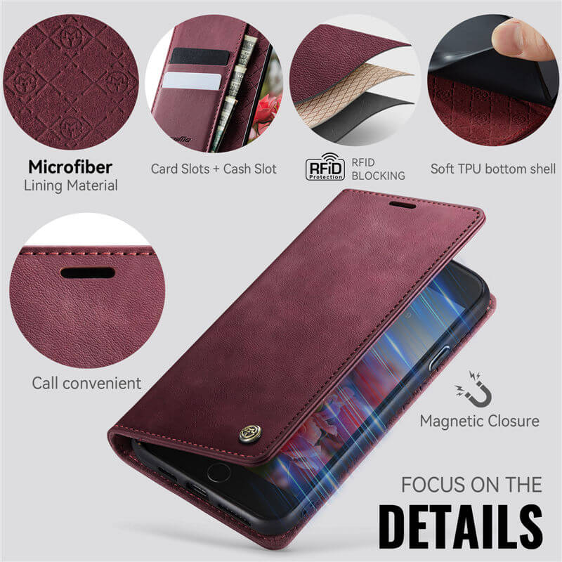 CaseMe iPhone 7/8/SE 2020/SE 2022 Magnetic Wallet Case with RFID Blocking