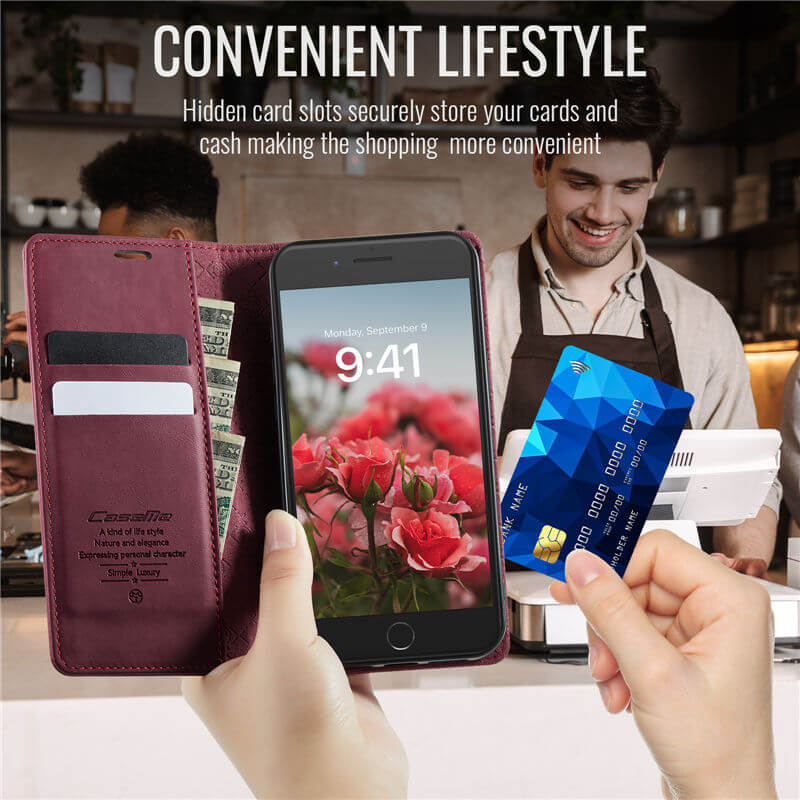 CaseMe iPhone 7/8/SE 2020/SE 2022 Magnetic Wallet Case with RFID Blocking