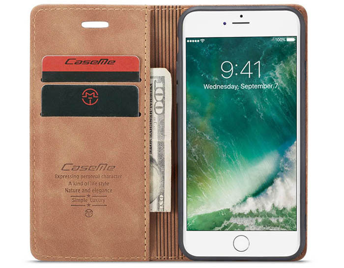 CaseMe iPhone 7/8 Retro Wallet Kickstand Magnetic Flip Leather Case