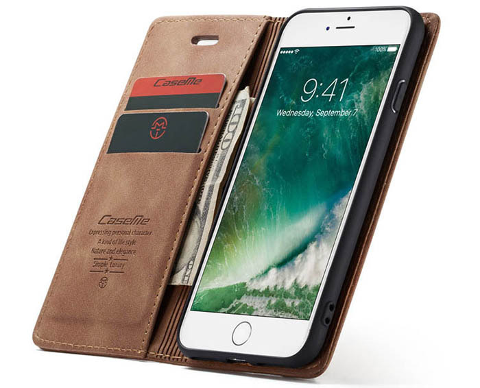 CaseMe iPhone 7/8 Retro Wallet Kickstand Magnetic Flip Leather Case