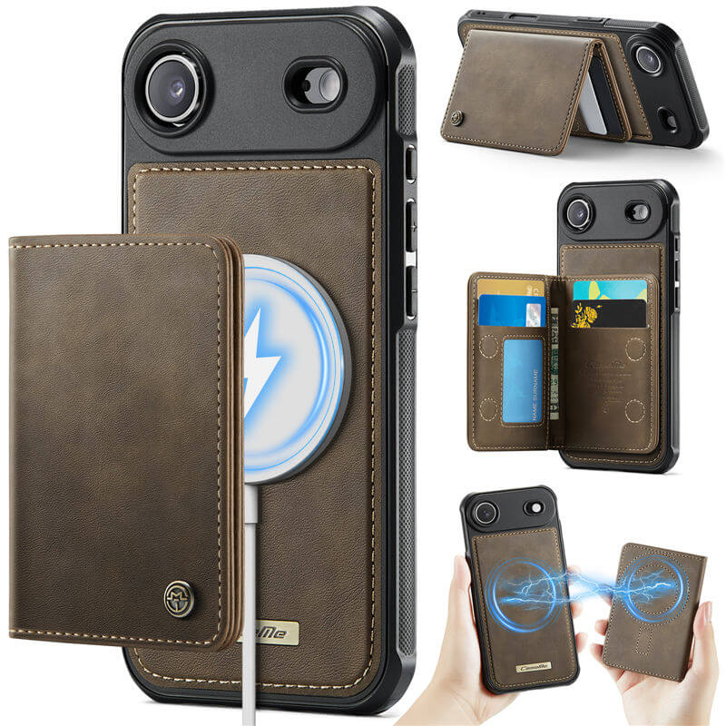 CaseMe iPhone Air 2-in-1 Magnetic Wallet Case with RFID Blocking & MagSafe Compatible - Coffee