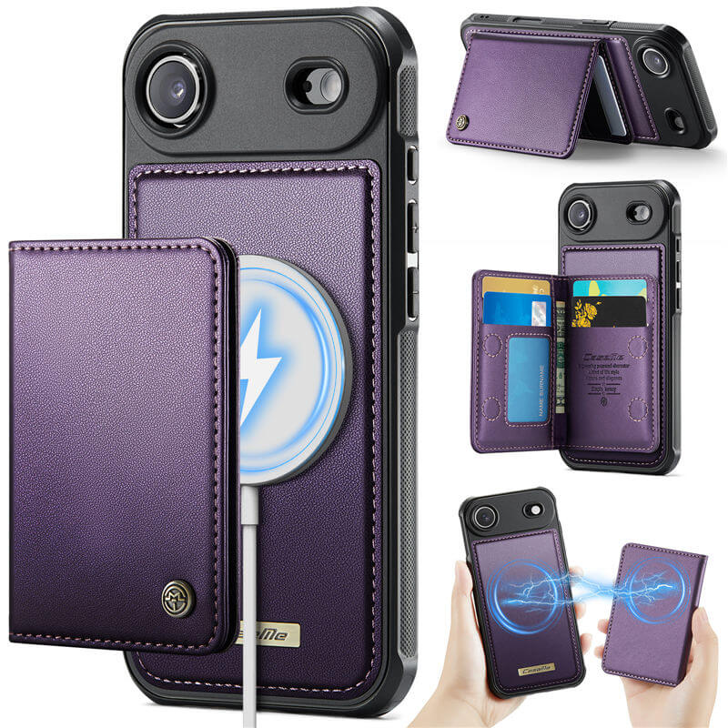 CaseMe iPhone Air 2-in-1 Magnetic Wallet Case with RFID Blocking & MagSafe Compatible - Purple