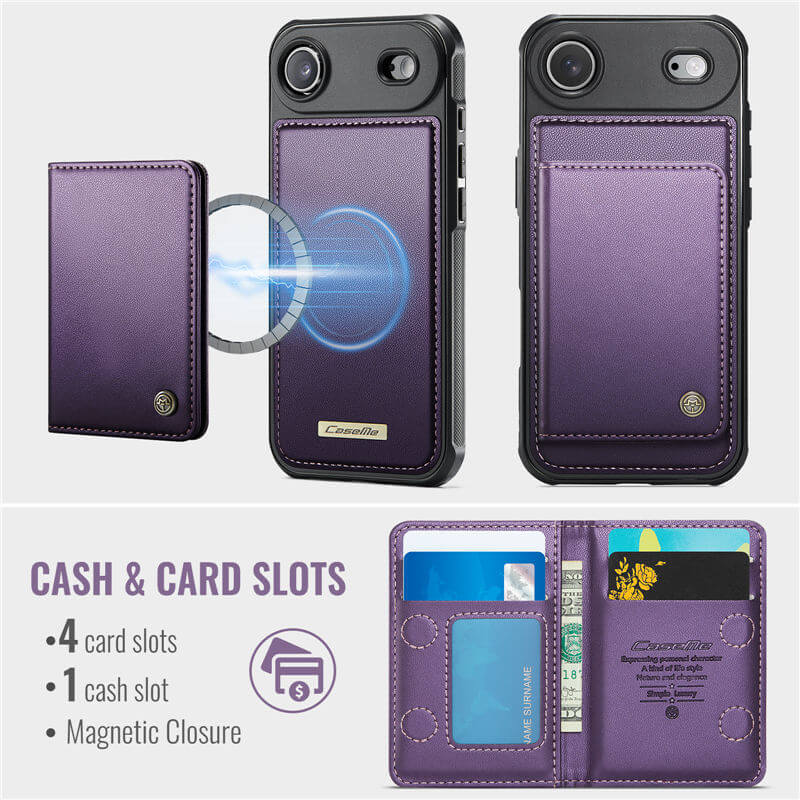 CaseMe iPhone Air 2025 2-in-1 Magnetic Wallet Case with RFID Blocking