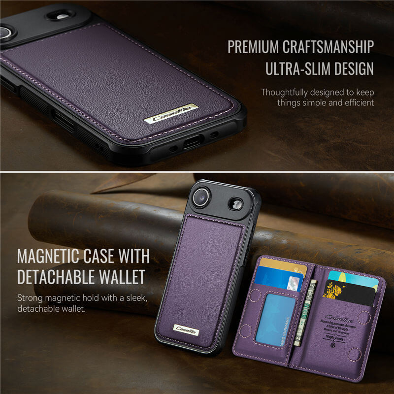CaseMe iPhone Air 2025 2-in-1 Magnetic Wallet Case with RFID Blocking