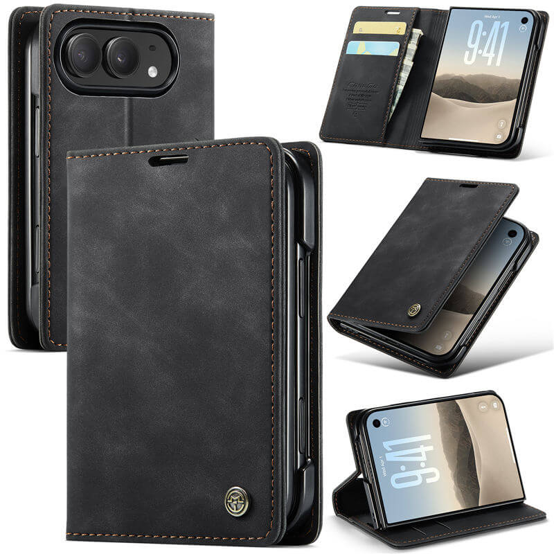 CaseMe iPhone Duo Suede Leather Wallet Case with 2 Card Slots, Magnetic Closure & Kickstand Black CaseMe iPhone Duo Suede Leather Wallet Case with 2 Card Slots, Magnetic Closure & Kickstand Black