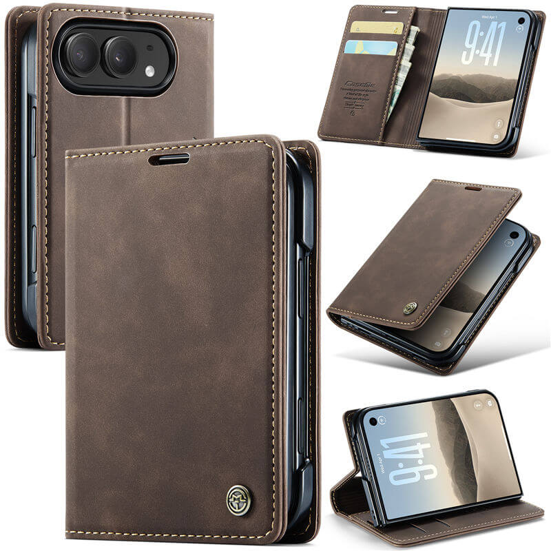 CaseMe iPhone Duo Suede Leather Wallet Case with 2 Card Slots, Magnetic Closure & Kickstand Coffee CaseMe iPhone Duo Suede Leather Wallet Case with 2 Card Slots, Magnetic Closure & Kickstand Coffee