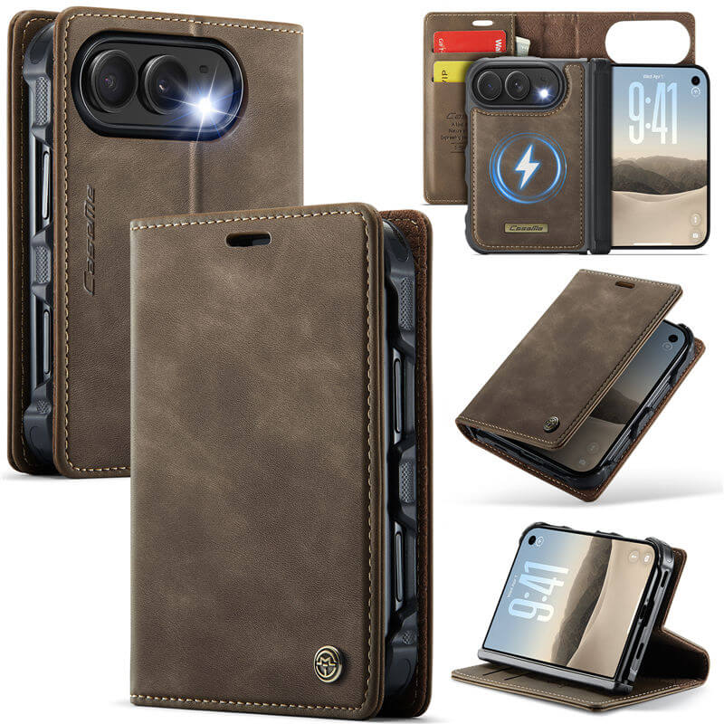 CaseMe iPhone Duo Detachable Magnetic Wallet Case with N52 Magnets, RFID Blocking & Wireless Charging Coffee