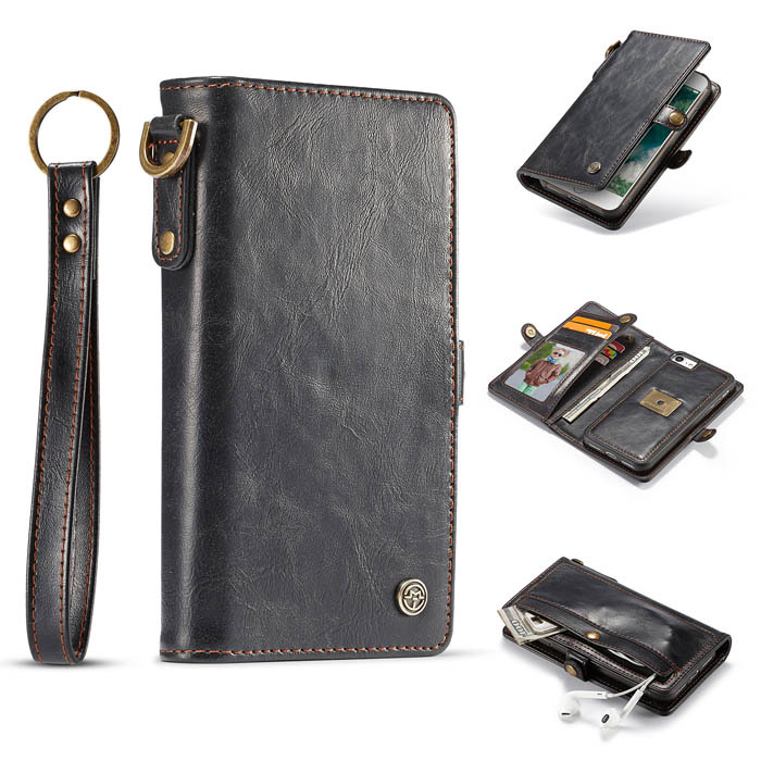 CaseMe iPhone SE 2020 Wallet Detachable Case with Wrist Strap Black