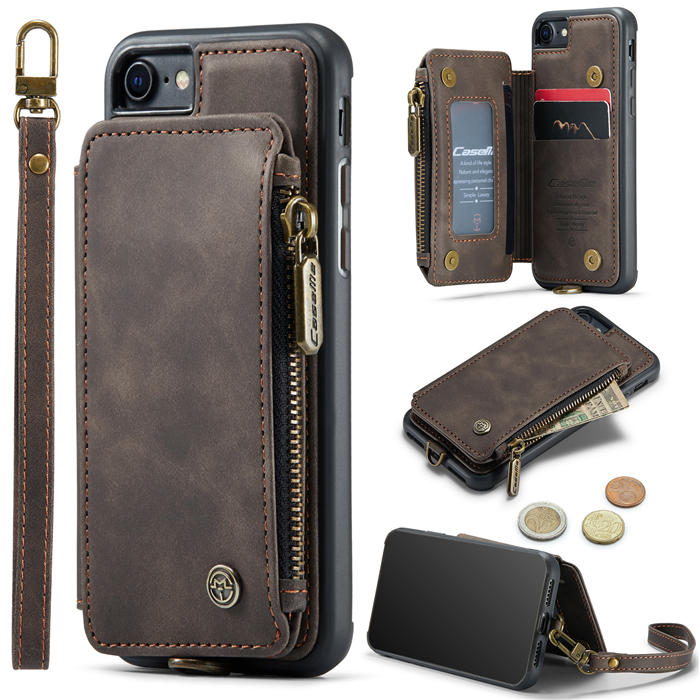 CaseMe iPhone SE 2020/SE 2022 Wallet RFID Blocking Case Coffee