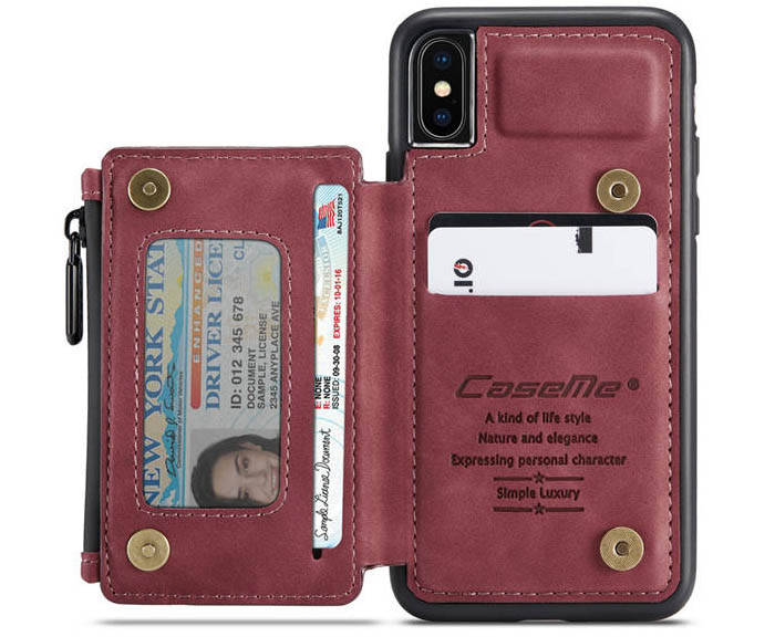CaseMe iPhone XS/X Zipper Pocket Card Slots Case