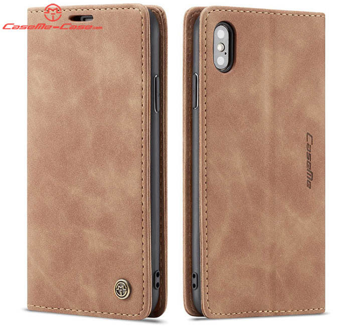 CaseMe iPhone XS Max Retro Wallet Kickstand Magnetic Flip Leather Case