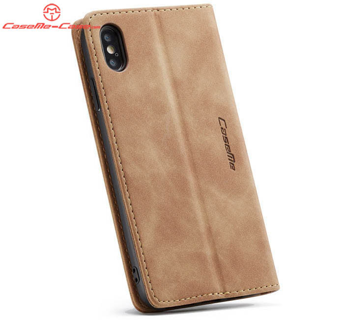 CaseMe iPhone XS Max Retro Wallet Kickstand Magnetic Flip Leather Case