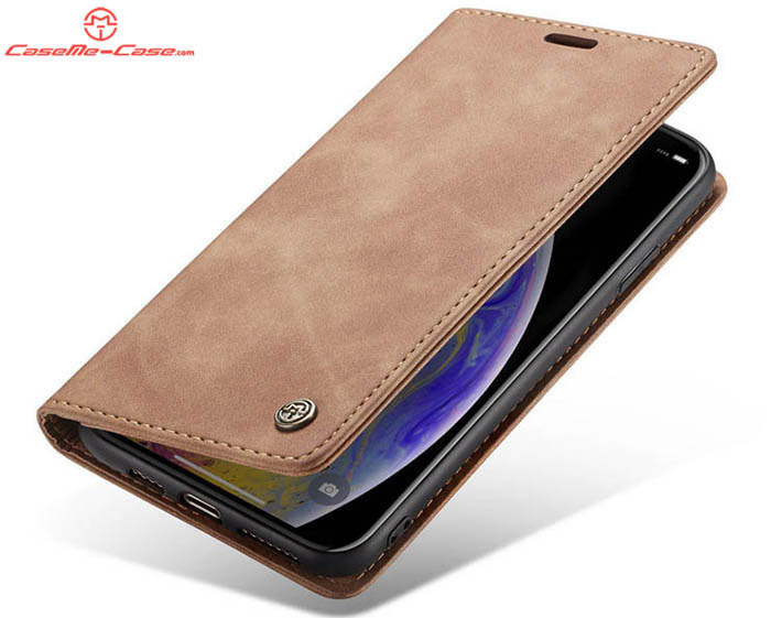 CaseMe iPhone XS Max Retro Wallet Kickstand Magnetic Flip Leather Case