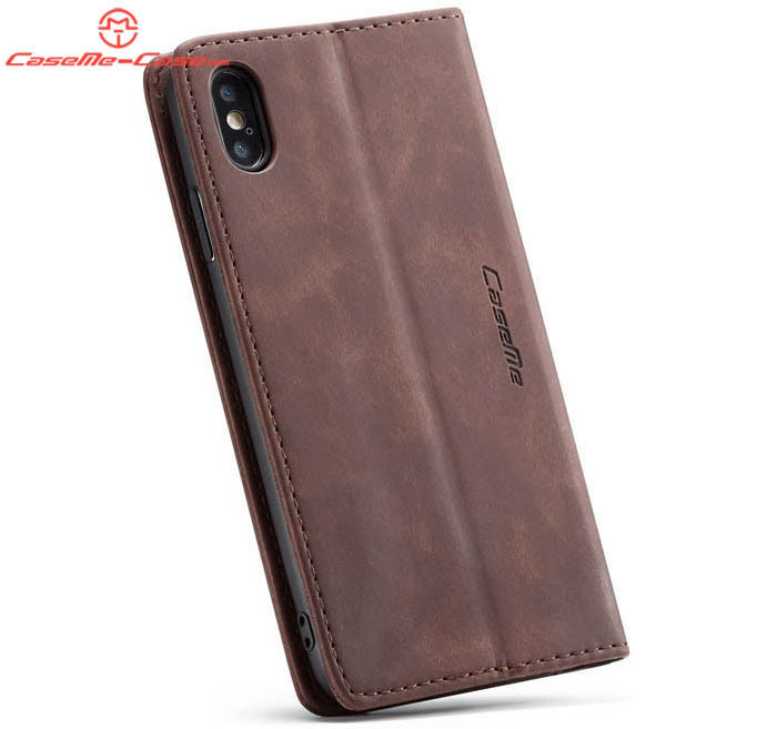 CaseMe iPhone XS Max Retro Wallet Kickstand Magnetic Flip Leather Case