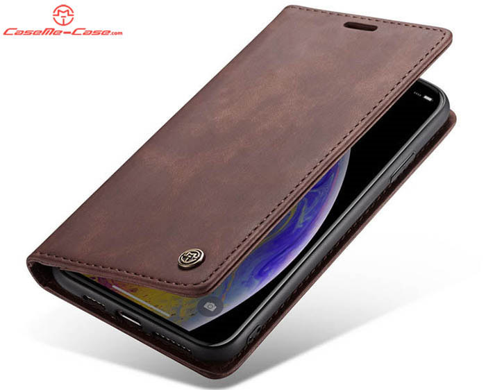 CaseMe iPhone XS Max Retro Wallet Kickstand Magnetic Flip Leather Case