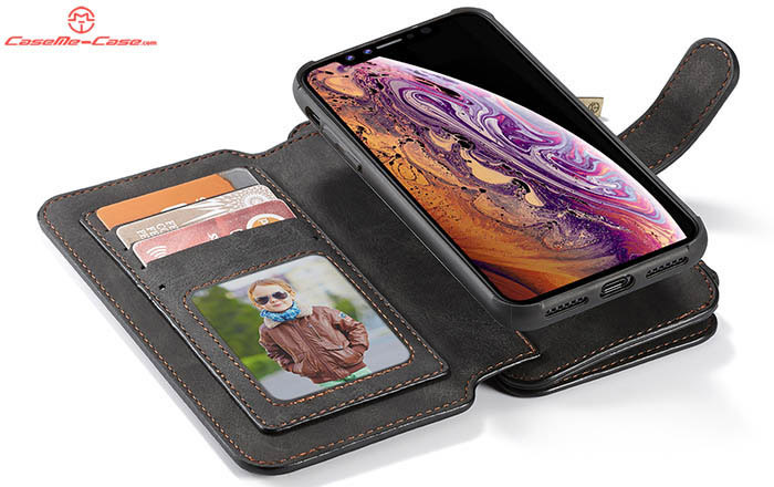 CaseMe iPhone XR Zipper Wallet Magnetic Detachable 2 in 1 Folio Flip Case