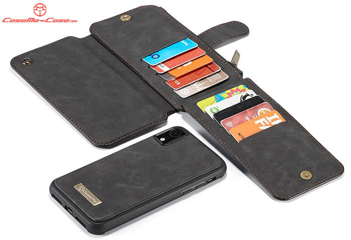 CaseMe iPhone XR Zipper Wallet Magnetic Detachable 2 in 1 Folio Flip Case
