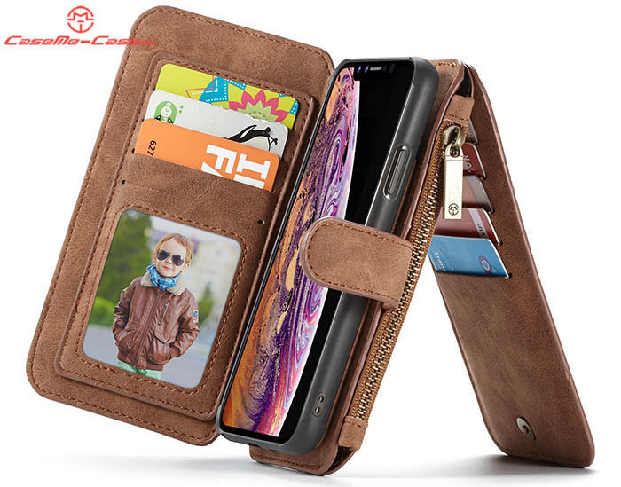 CaseMe iPhone XR Zipper Wallet Magnetic Detachable 2 in 1 Folio Flip Case